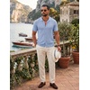 image:imageCOOFANDY Mens Knit Button Down Shirts Short Sleeve Polo Shirt Casual Vintage Summer Beach ShirtsClear Blue
