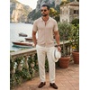 image:imageCOOFANDY Mens Knit Button Down Shirts Short Sleeve Polo Shirt Casual Vintage Summer Beach ShirtsCream