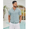 image:imageCOOFANDY Mens Knit Button Down Shirts Short Sleeve Polo Shirt Casual Vintage Summer Beach ShirtsIce Green