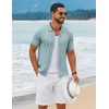 image:imageCOOFANDY Mens Knit Button Down Shirts Short Sleeve Polo Shirt Casual Vintage Summer Beach ShirtsIce Green