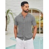 image:imageCOOFANDY Mens Knit Button Down Shirts Short Sleeve Polo Shirt Casual Vintage Summer Beach ShirtsLight Gray