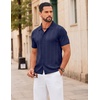 image:imageCOOFANDY Mens Knit Button Down Shirts Short Sleeve Polo Shirt Casual Vintage Summer Beach ShirtsNavy Blue