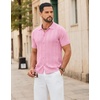 image:imageCOOFANDY Mens Knit Button Down Shirts Short Sleeve Polo Shirt Casual Vintage Summer Beach ShirtsPink