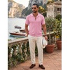 image:imageCOOFANDY Mens Knit Button Down Shirts Short Sleeve Polo Shirt Casual Vintage Summer Beach ShirtsPink