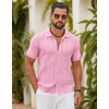 image:imageCOOFANDY Mens Knit Button Down Shirts Short Sleeve Polo Shirt Casual Vintage Summer Beach ShirtsPink