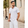 image:imageCOOFANDY Mens Knit Button Down Shirts Short Sleeve Polo Shirt Casual Vintage Summer Beach ShirtsWhite