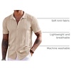 image:imageCOOFANDY Mens Knit Shirts Short Sleeve Button Down Polo Shirt Fashion Casual Summer Beach ShirtsApricot
