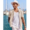 image:imageCOOFANDY Mens Knit Shirts Short Sleeve Button Down Polo Shirt Fashion Casual Summer Beach ShirtsApricot