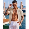 image:imageCOOFANDY Mens Knit Shirts Short Sleeve Button Down Polo Shirt Fashion Casual Summer Beach ShirtsApricot