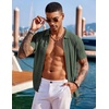 image:imageCOOFANDY Mens Knit Shirts Short Sleeve Button Down Polo Shirt Fashion Casual Summer Beach ShirtsArmy Green