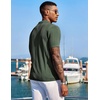 image:imageCOOFANDY Mens Knit Shirts Short Sleeve Button Down Polo Shirt Fashion Casual Summer Beach ShirtsArmy Green