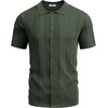 image:imageCOOFANDY Mens Knit Shirts Short Sleeve Button Down Polo Shirt Fashion Casual Summer Beach ShirtsArmy Green