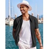 image:imageCOOFANDY Mens Knit Shirts Short Sleeve Button Down Polo Shirt Fashion Casual Summer Beach ShirtsBlack
