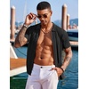 image:imageCOOFANDY Mens Knit Shirts Short Sleeve Button Down Polo Shirt Fashion Casual Summer Beach ShirtsBlack