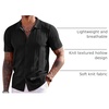 image:imageCOOFANDY Mens Knit Shirts Short Sleeve Button Down Polo Shirt Fashion Casual Summer Beach ShirtsBlack