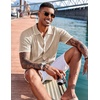 image:imageCOOFANDY Mens Knit Shirts Short Sleeve Button Down Polo Shirt Fashion Casual Summer Beach ShirtsClassic Apricot  White