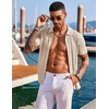 image:imageCOOFANDY Mens Knit Shirts Short Sleeve Button Down Polo Shirt Fashion Casual Summer Beach ShirtsClassic Apricot  White