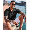 image:imageCOOFANDY Mens Knit Shirts Short Sleeve Button Down Polo Shirt Fashion Casual Summer Beach ShirtsClassic Black  White