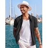 image:imageCOOFANDY Mens Knit Shirts Short Sleeve Button Down Polo Shirt Fashion Casual Summer Beach ShirtsClassic Black  White