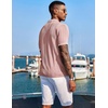 image:imageCOOFANDY Mens Knit Shirts Short Sleeve Button Down Polo Shirt Fashion Casual Summer Beach ShirtsClassic Dusty Pink  White