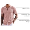 image:imageCOOFANDY Mens Knit Shirts Short Sleeve Button Down Polo Shirt Fashion Casual Summer Beach ShirtsClassic Dusty Pink  White