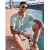 image:imageCOOFANDY Mens Knit Shirts Short Sleeve Button Down Polo Shirt Fashion Casual Summer Beach ShirtsClassic Ice Green  White
