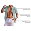 image:imageCOOFANDY Mens Knit Shirts Short Sleeve Button Down Polo Shirt Fashion Casual Summer Beach ShirtsClassic Ice Green  White