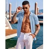 image:imageCOOFANDY Mens Knit Shirts Short Sleeve Button Down Polo Shirt Fashion Casual Summer Beach ShirtsClassic Light Blue  White