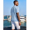 image:imageCOOFANDY Mens Knit Shirts Short Sleeve Button Down Polo Shirt Fashion Casual Summer Beach ShirtsClassic Light Blue  White