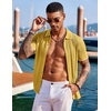 image:imageCOOFANDY Mens Knit Shirts Short Sleeve Button Down Polo Shirt Fashion Casual Summer Beach ShirtsClassic Yellow  White