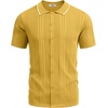 image:imageCOOFANDY Mens Knit Shirts Short Sleeve Button Down Polo Shirt Fashion Casual Summer Beach ShirtsClassic Yellow  White