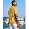 image:imageCOOFANDY Mens Knit Shirts Short Sleeve Button Down Polo Shirt Fashion Casual Summer Beach ShirtsClassic Yellow  White