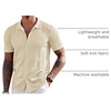 image:imageCOOFANDY Mens Knit Shirts Short Sleeve Button Down Polo Shirt Fashion Casual Summer Beach ShirtsCream