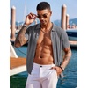 image:imageCOOFANDY Mens Knit Shirts Short Sleeve Button Down Polo Shirt Fashion Casual Summer Beach ShirtsDark Grey