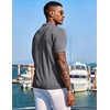 image:imageCOOFANDY Mens Knit Shirts Short Sleeve Button Down Polo Shirt Fashion Casual Summer Beach ShirtsDark Grey