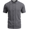 image:imageCOOFANDY Mens Knit Shirts Short Sleeve Button Down Polo Shirt Fashion Casual Summer Beach ShirtsDark Grey