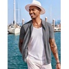 image:imageCOOFANDY Mens Knit Shirts Short Sleeve Button Down Polo Shirt Fashion Casual Summer Beach ShirtsDark Grey