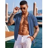 image:imageCOOFANDY Mens Knit Shirts Short Sleeve Button Down Polo Shirt Fashion Casual Summer Beach ShirtsDenim Blue