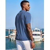 image:imageCOOFANDY Mens Knit Shirts Short Sleeve Button Down Polo Shirt Fashion Casual Summer Beach ShirtsDenim Blue