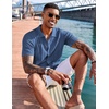 image:imageCOOFANDY Mens Knit Shirts Short Sleeve Button Down Polo Shirt Fashion Casual Summer Beach ShirtsDenim Blue