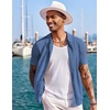 image:imageCOOFANDY Mens Knit Shirts Short Sleeve Button Down Polo Shirt Fashion Casual Summer Beach ShirtsDenim Blue