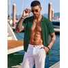 image:imageCOOFANDY Mens Knit Shirts Short Sleeve Button Down Polo Shirt Fashion Casual Summer Beach ShirtsGreen