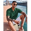 image:imageCOOFANDY Mens Knit Shirts Short Sleeve Button Down Polo Shirt Fashion Casual Summer Beach ShirtsGreen