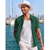 image:imageCOOFANDY Mens Knit Shirts Short Sleeve Button Down Polo Shirt Fashion Casual Summer Beach ShirtsGreen