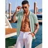 image:imageCOOFANDY Mens Knit Shirts Short Sleeve Button Down Polo Shirt Fashion Casual Summer Beach ShirtsIce Green