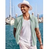 image:imageCOOFANDY Mens Knit Shirts Short Sleeve Button Down Polo Shirt Fashion Casual Summer Beach ShirtsIce Green