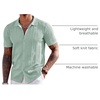image:imageCOOFANDY Mens Knit Shirts Short Sleeve Button Down Polo Shirt Fashion Casual Summer Beach ShirtsIce Green