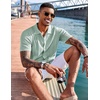 image:imageCOOFANDY Mens Knit Shirts Short Sleeve Button Down Polo Shirt Fashion Casual Summer Beach ShirtsIce Green