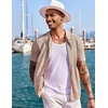 image:imageCOOFANDY Mens Knit Shirts Short Sleeve Button Down Polo Shirt Fashion Casual Summer Beach ShirtsKhaki