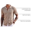 image:imageCOOFANDY Mens Knit Shirts Short Sleeve Button Down Polo Shirt Fashion Casual Summer Beach ShirtsKhaki